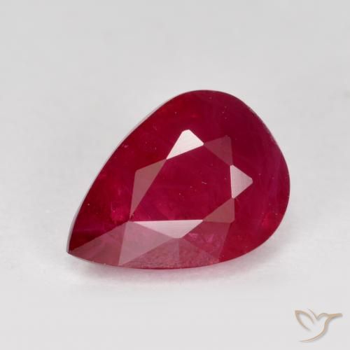 1.08ct 자연스러운 잼 레드 루비, 배 모양, VS-SI