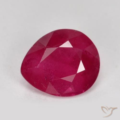 1.39ct 자연스러운 미디엄 레드 루비, 배 모양, VS-SI