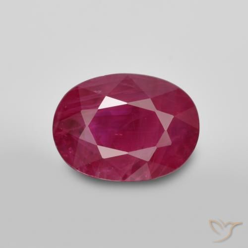 1.15ct 자연스러운 분홍빛이 도는 빨강 루비, 타원형, SI