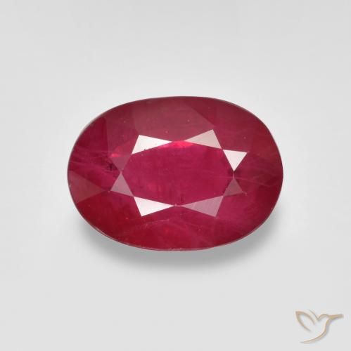 1.06ct 자연스러운 잼 레드 루비, 타원형, SI