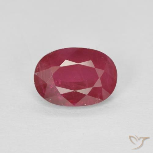 1.04ct 자연스러운 딥 레드 루비, 타원형, SI