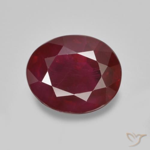1.07ct 자연스러운 다크 레드 루비, 타원형, SI