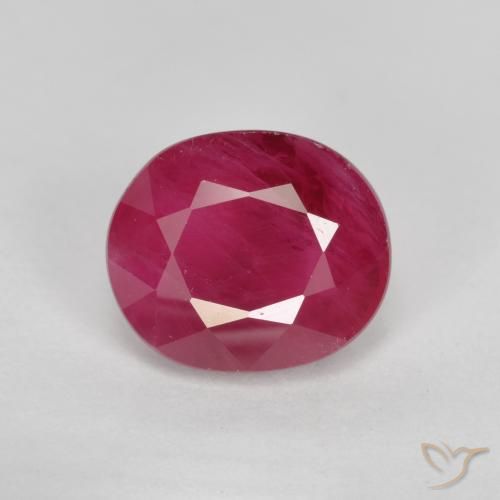1.22ct 자연스러운 미디엄 레드 루비, 타원형, SI