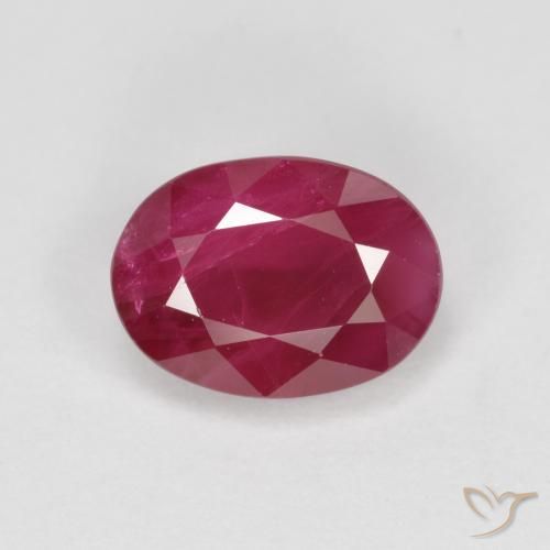1.06ct 자연스러운 피처럼 붉은 루비, 타원형, SI