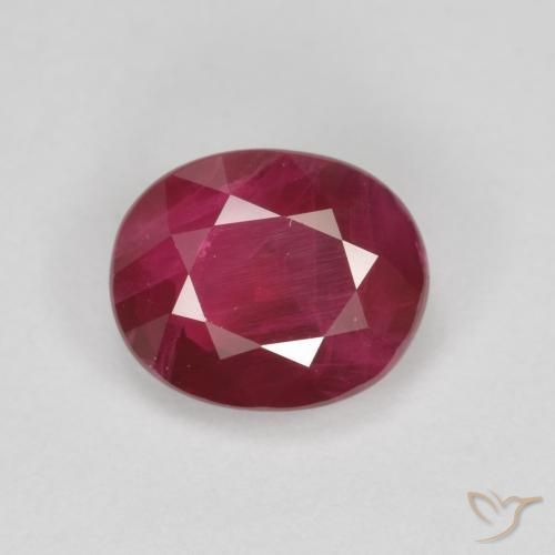 1.10ct 자연스러운 딥 레드 루비, 타원형, SI