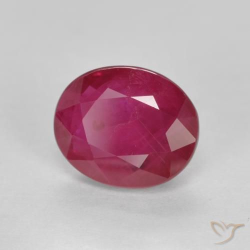 1.12캐럿 천연 분홍빛이 도는 빨강 루비, 타원형, SI