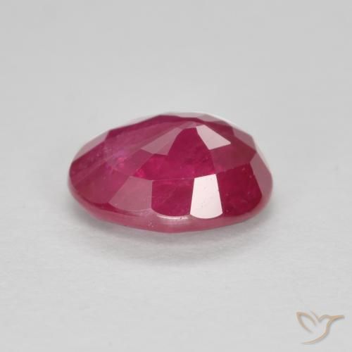 1.12캐럿 천연 분홍빛이 도는 빨강 루비, 타원형, SI