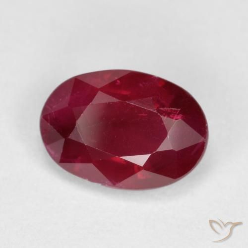 1.04ct 자연스러운 딥 레드 루비, 타원형, SI