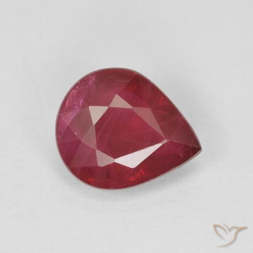 1.37ct 자연스러운 잼 레드 루비, 배 모양, SI