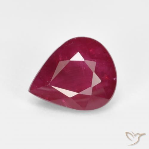 1.28ct 자연스러운 미디엄 레드 루비, 배 모양, VS-SI