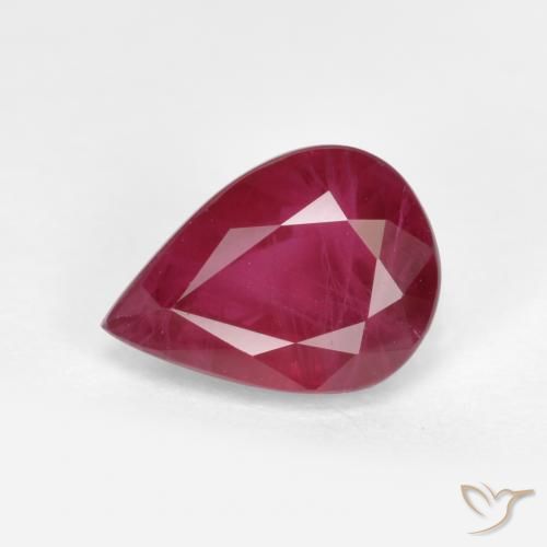 1.07ct 자연스러운 미디엄 레드 루비, 배 모양, VS-SI