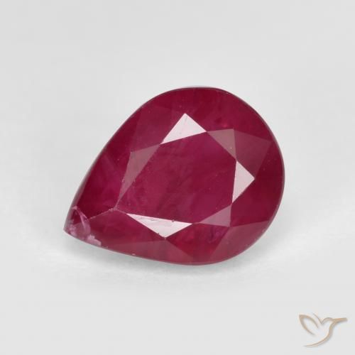 1.12ct 자연스러운 미디엄 레드 루비, 배 모양, SI