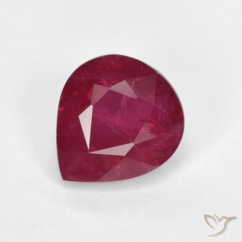 1.24ct 자연스러운 미디엄 레드 루비, 배 모양, SI