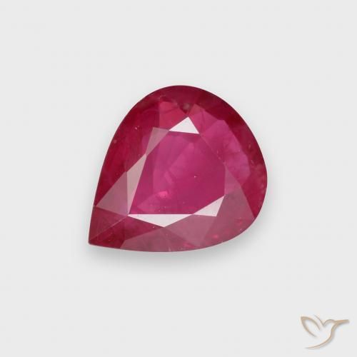 0.84ct 자연스러운 라이트 레드 루비, 배 모양, VS-SI