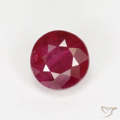 0.49ct 자연스러운 다크 레드 루비, 둥근, SI