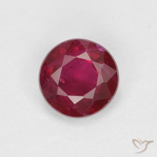 0.34ct 자연스러운 딥 레드 루비, 둥근, SI