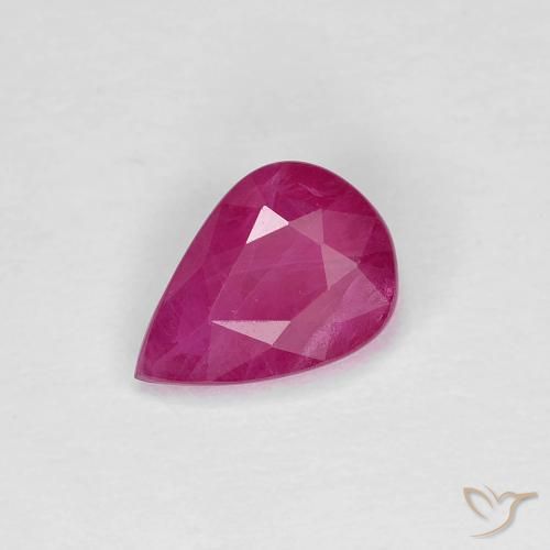 0.86ct 자연스러운 미디엄 레드 루비, 배 모양, VS