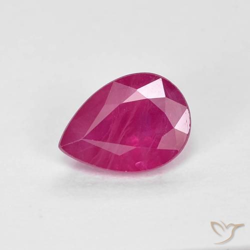 0.94ct 자연스러운 분홍빛이 도는 빨강 루비, 배 모양, VS