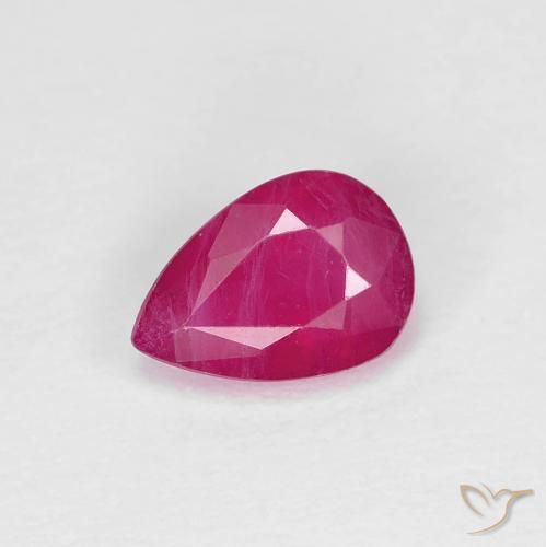 0.86ct 자연스러운 붉은빛이 도는 핑크 루비, 배 모양, VS