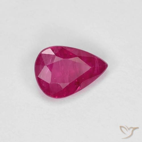 0.84ct 자연스러운 분홍빛이 도는 빨강 루비, 배 모양, VS