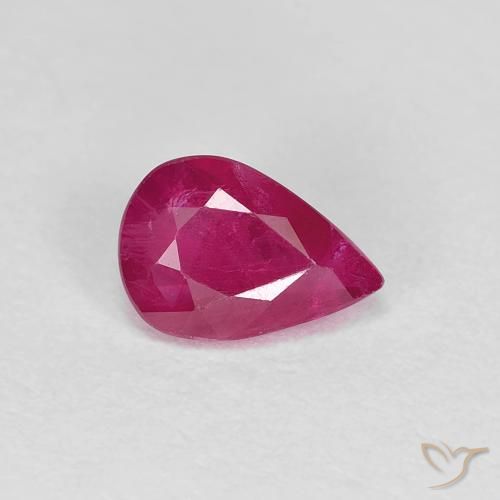 0.79ct 자연스러운 분홍빛이 도는 빨강 루비, 배 모양, VS