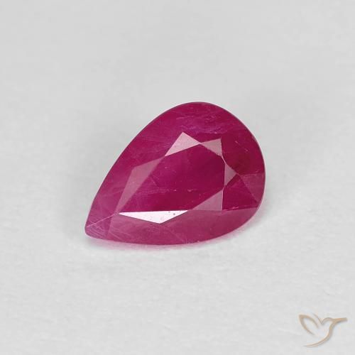 0.95ct 자연스러운 미디엄 레드 루비, 배 모양, VS