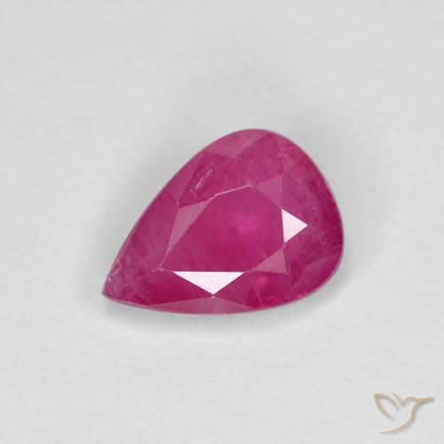 0.78ct 자연스러운 분홍빛이 도는 빨강 루비, 배 모양, VS
