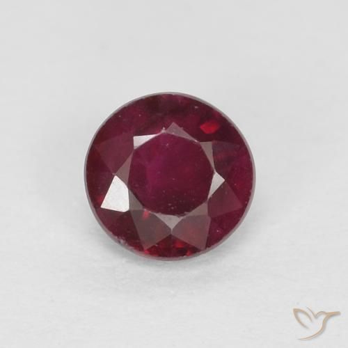 0.34ct 자연스러운 와인 레드 루비, 둥근, VS