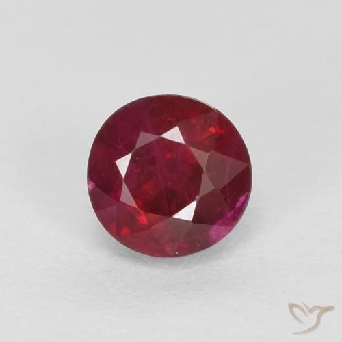 0.43ct 자연스러운 딥 와인 레드 루비, 둥근, SI