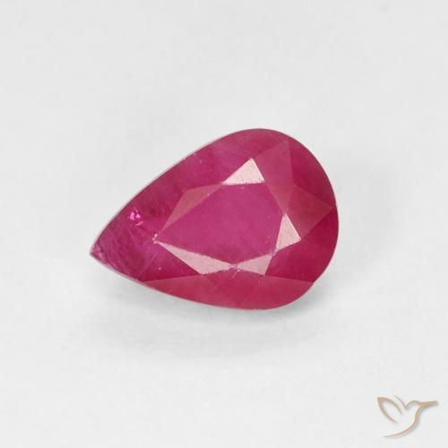0.96ct 자연스러운 분홍빛이 도는 빨강 루비, 배 모양, VS-SI