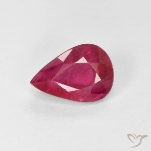 0.92ct 자연스러운 분홍빛이 도는 빨강 루비, 배 모양, VS-SI