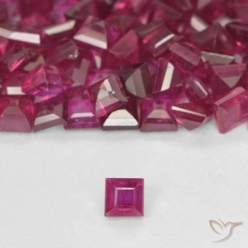 0.09ct 자연스러운 딥 레드 루비, 정사각형, VS