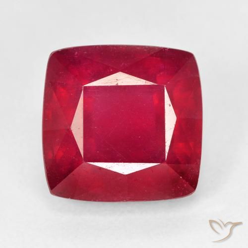 7.35ct 자연스러운 빨간색 루비, 방석, VS