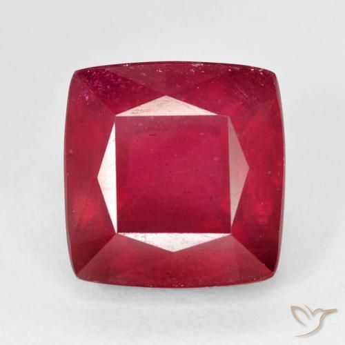 7.67ct 자연스러운 다크 레드 루비, 방석, VS