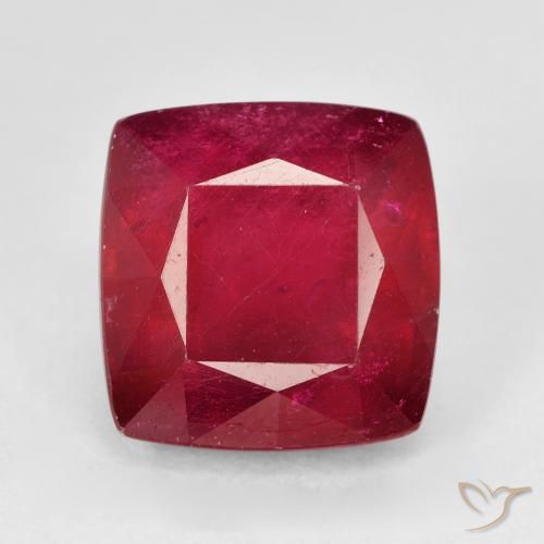 7.12ct 자연스러운 다크 레드 루비, 방석, VS