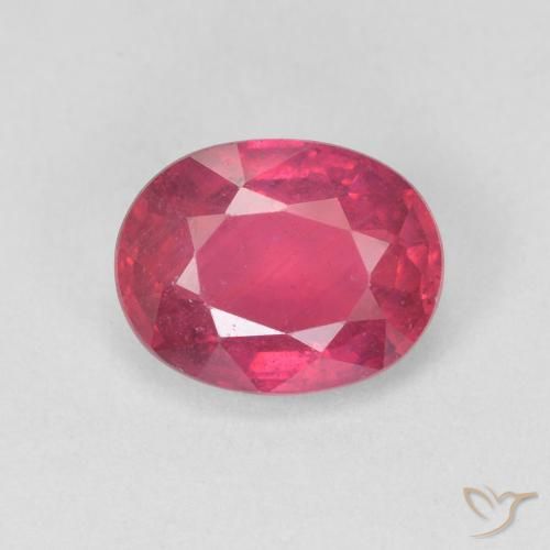 1.68ct 자연스러운 분홍빛이 도는 빨강 루비, 타원형, VS