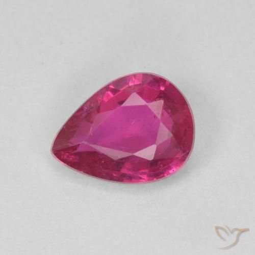0.81ct 자연스러운 라이트 레드 루비, 배 모양, SI