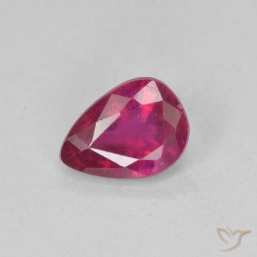 0.93ct 자연스러운 라이트 레드 루비, 배 모양, VS-SI