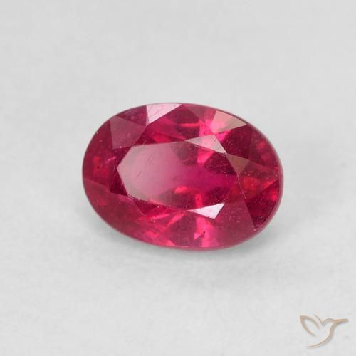 1.34ct 자연스러운 딥 레드 핑크 루비, 타원형, VS