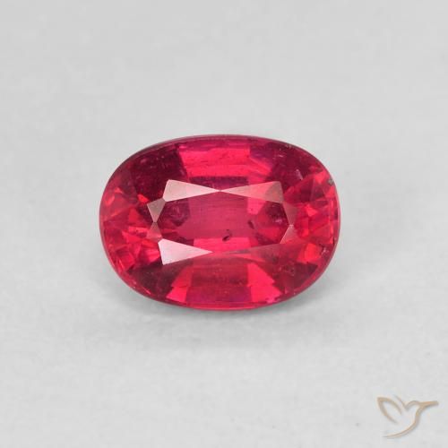 1.35ct 자연스러운 분홍빛이 도는 빨강 루비, 타원형, VS
