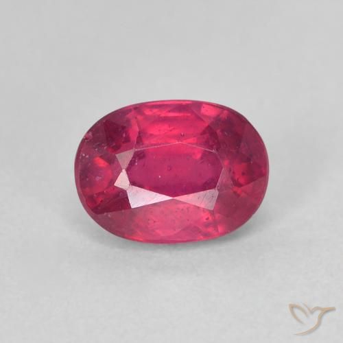 1.38ct 자연스러운 분홍빛이 도는 빨강 루비, 타원형, VS