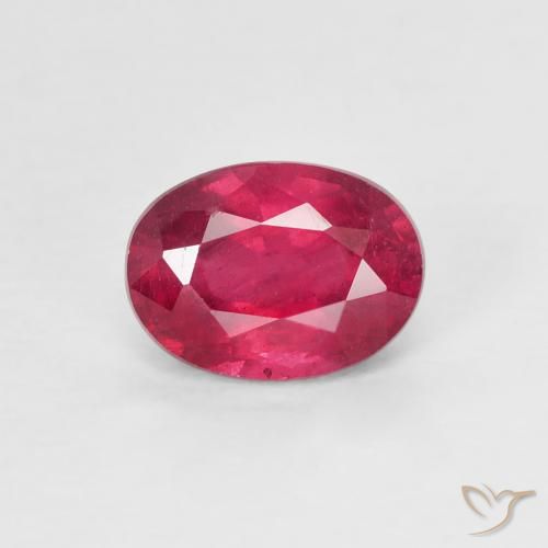 1.31ct 자연스러운 분홍빛이 도는 빨강 루비, 타원형, VS