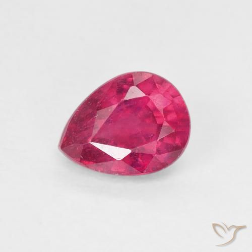 0.90ct 자연스러운 분홍빛이 도는 빨강 루비, 배 모양, VS