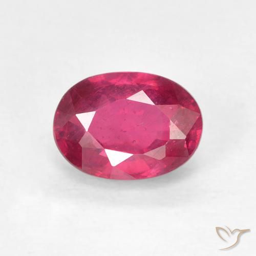 1.27ct 자연스러운 분홍빛이 도는 빨강 루비, 타원형, VS