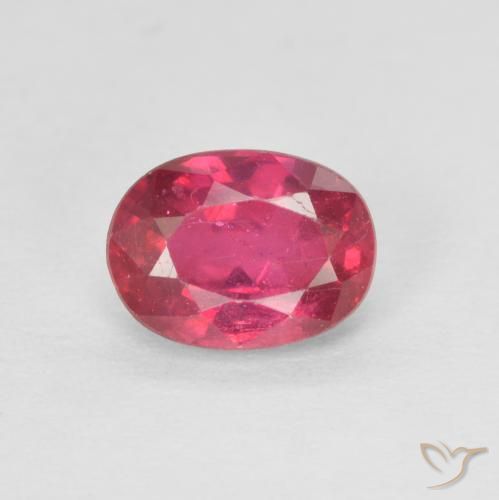 1.22ct 자연스러운 분홍빛이 도는 빨강 루비, 타원형, VS