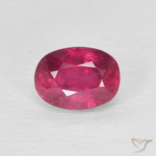 1.28ct 자연스러운 딥 레드 핑크 루비, 타원형, VS