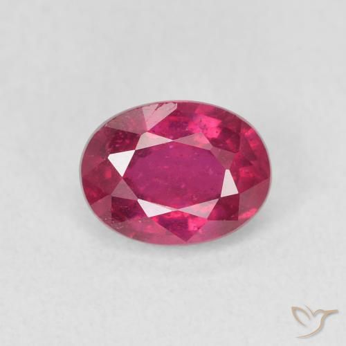 1.18ct 자연스러운 분홍빛이 도는 빨강 루비, 타원형, VS