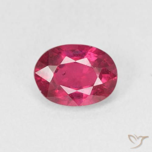 1.17ct 자연스러운 분홍빛이 도는 빨강 루비, 타원형, VS