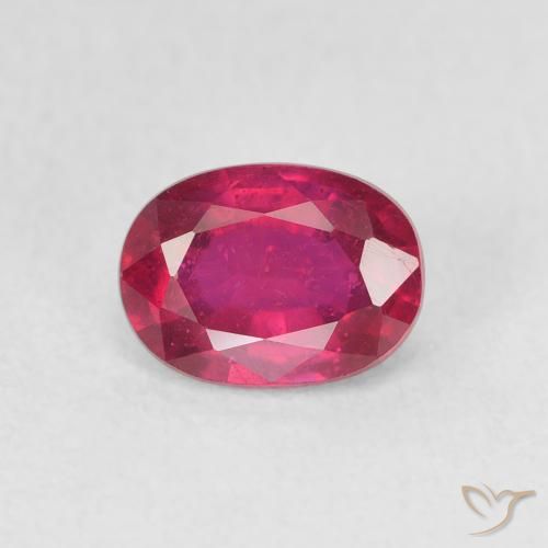 1.24ct 자연스러운 분홍빛이 도는 빨강 루비, 타원형, VS