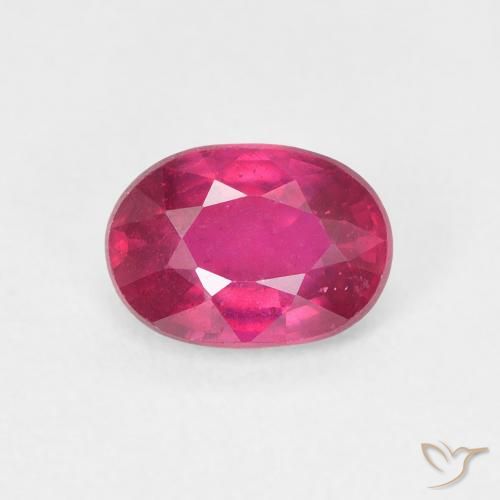 1.17ct 자연스러운 분홍빛이 도는 빨강 루비, 타원형, VS
